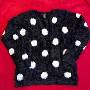 Forever 21 Black Dotted Fuzzy Sweater. New Never worn.